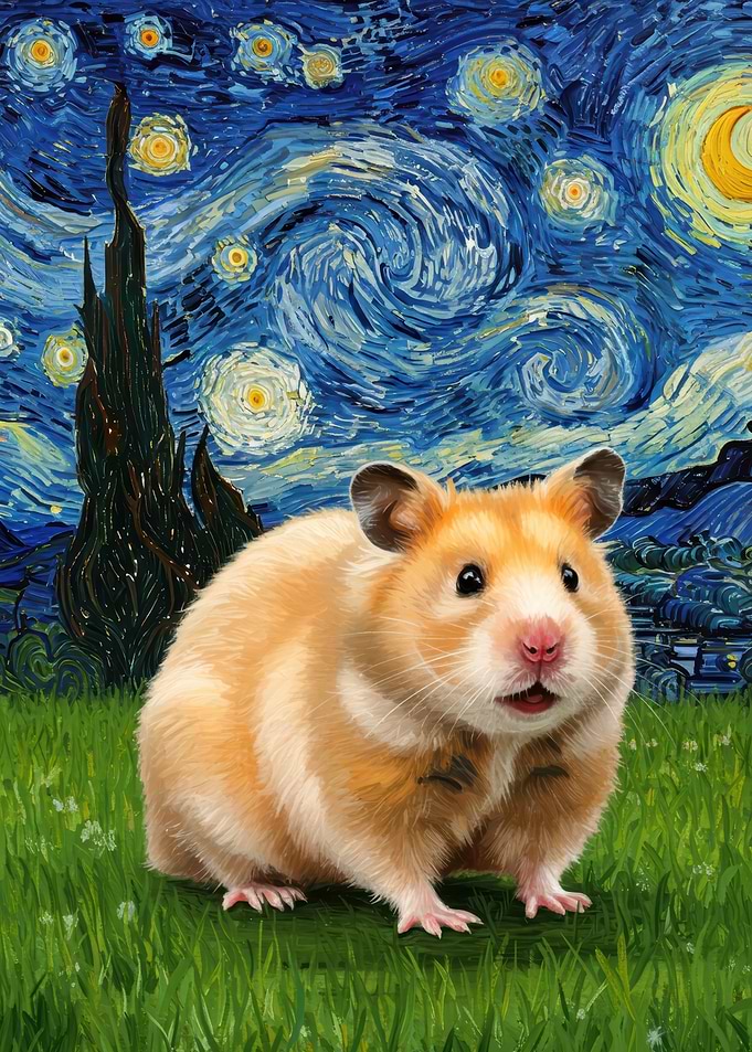 Hamster in Starry Night Style