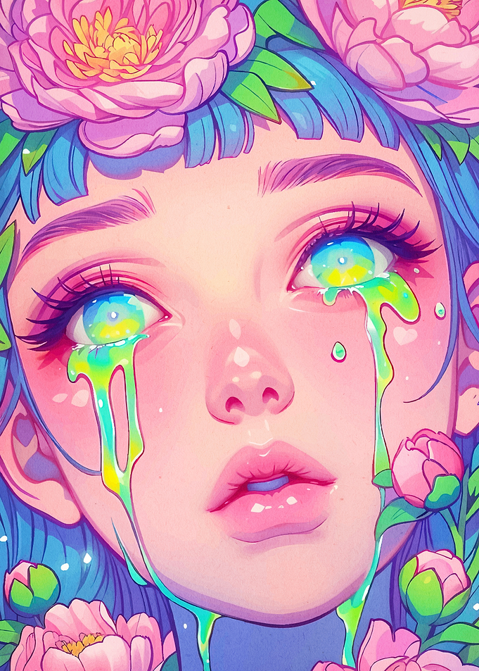 Crying Girl Flowers