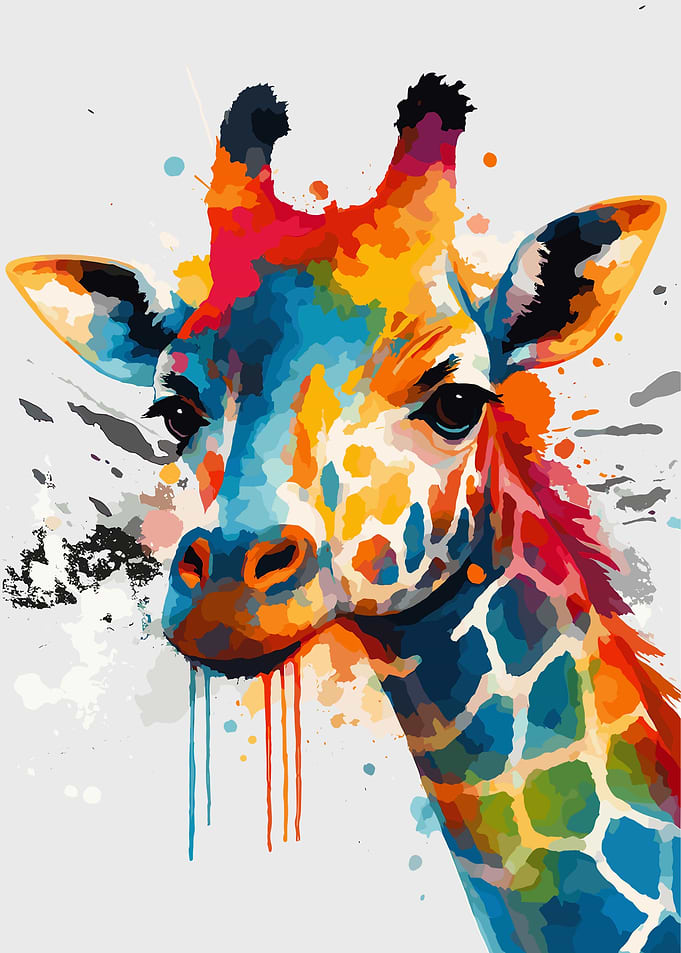 Colorful Giraffe Portrait