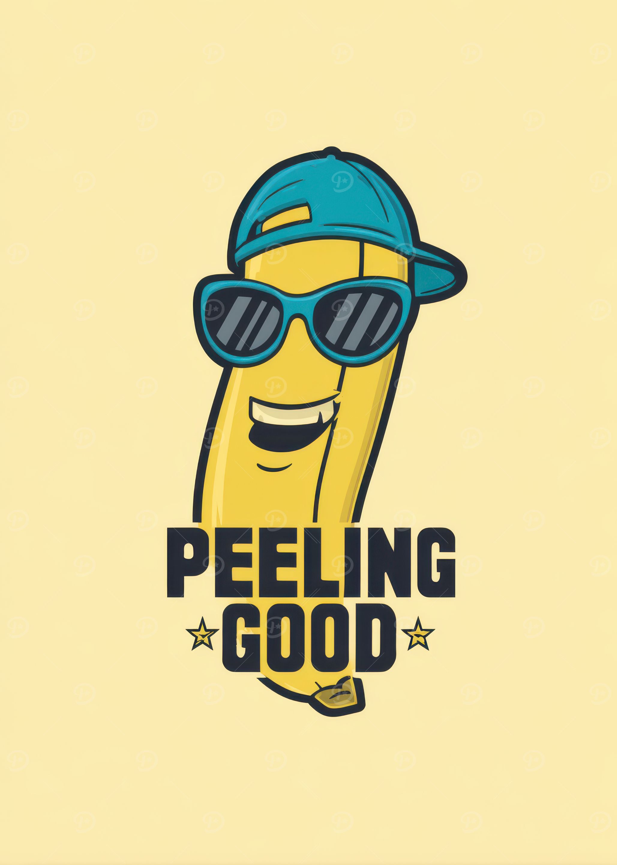 Cool Banana Cartoon with Sunglasses and Cap