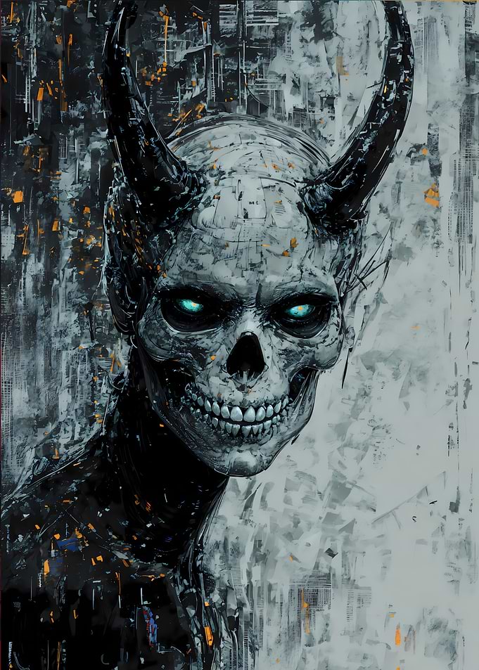Horned Skull with Glowing Eyes