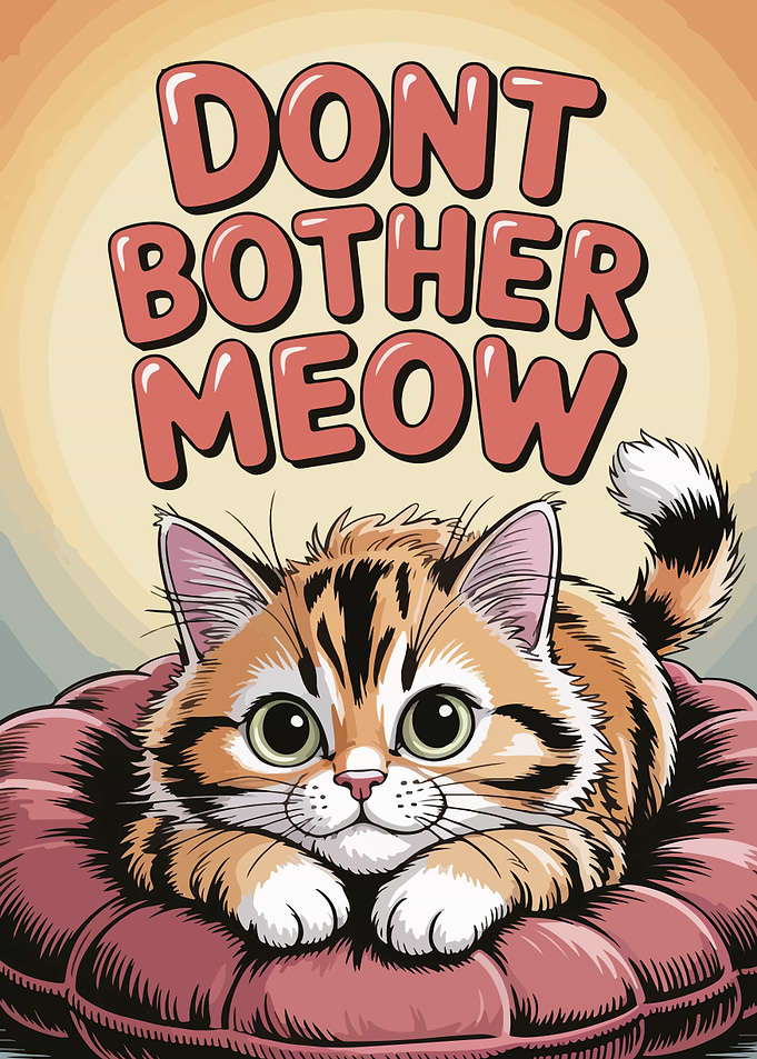 Dont Bother Meow Cat Illustration