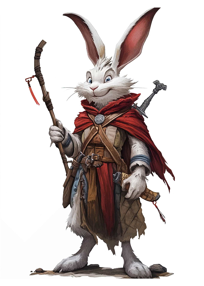 Anthropomorphic Rabbit Warrior with Staff