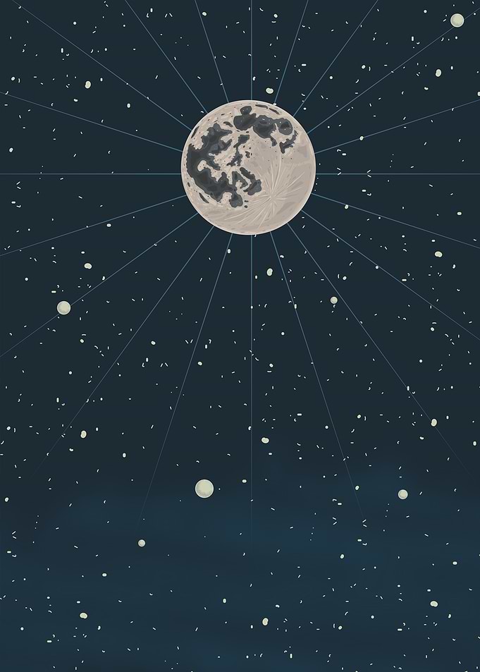 Moon and Stars in the Night