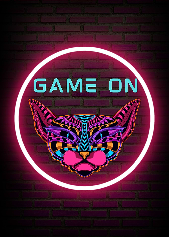 Neon Cat Game On