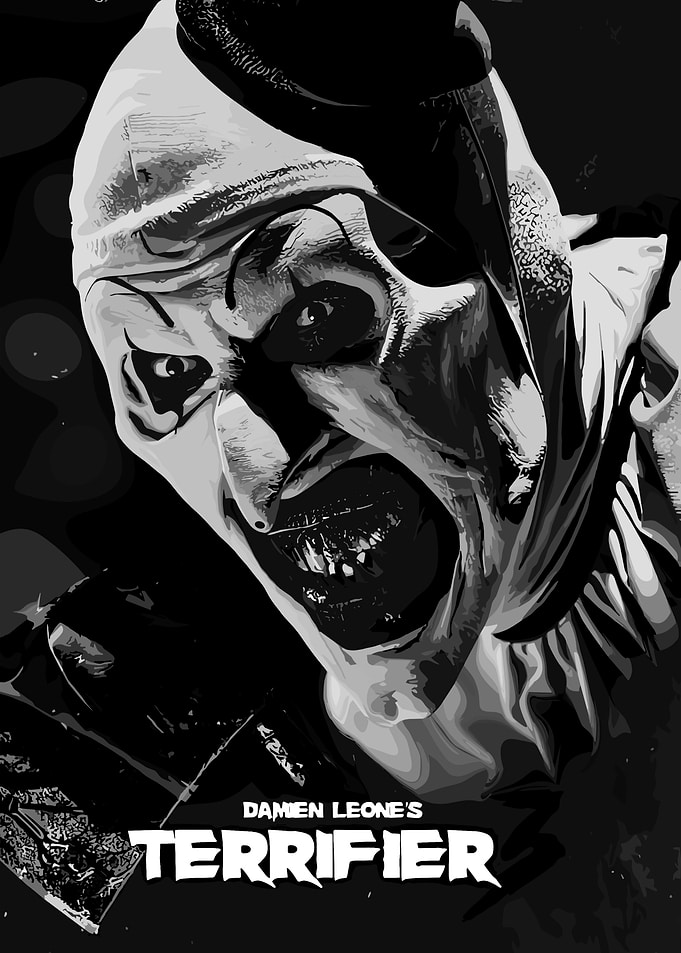Terrifier Art the Clown Black and White