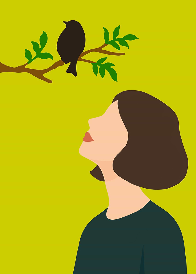 Girl & Blackbird – Ethereal Encounter Art