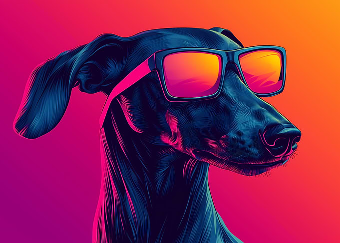 Cool greyhound with Sunglasses