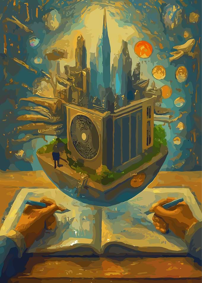 Dreamy Cityscape on a Floating Island
