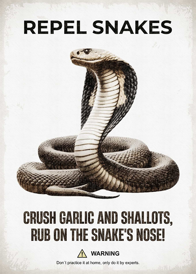 Meme Repel Snakes Funny Warning Poster