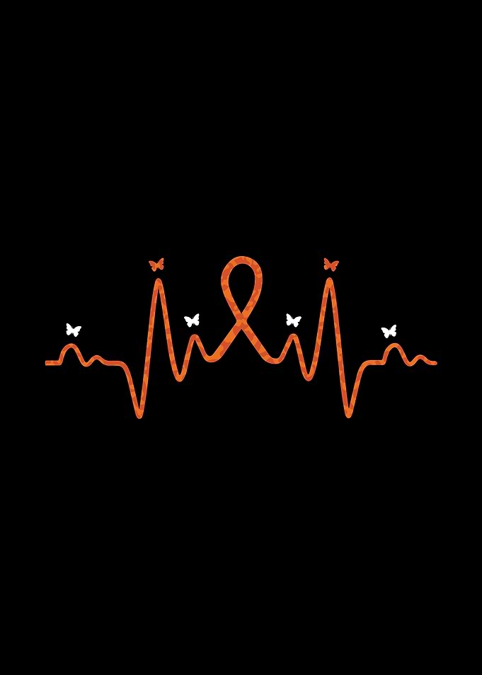 Heartbeat with Awareness Ribbon and Butterflies