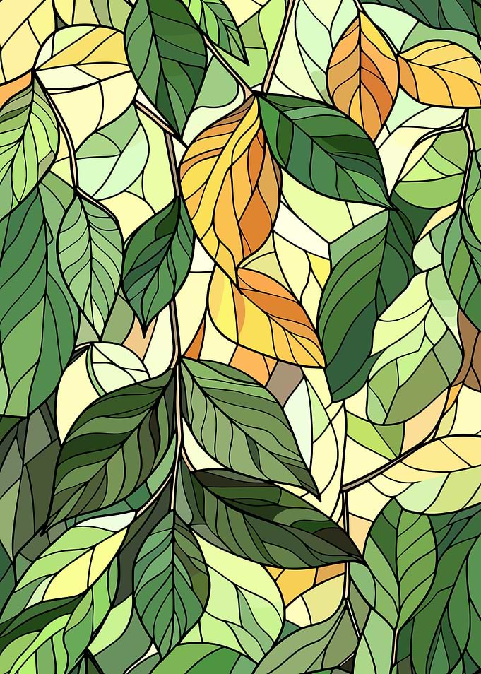 Stained Glass Leaves Pattern