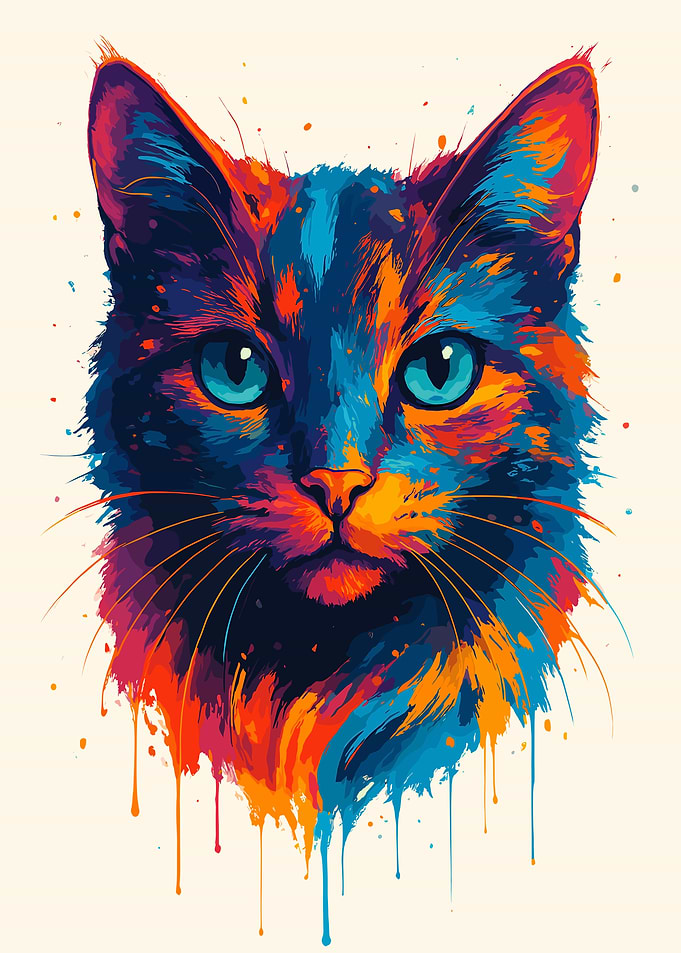 Colorful Cat Portrait