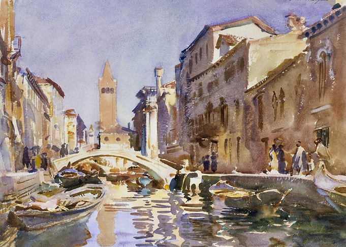 Venetian Canal Watercolor Painting