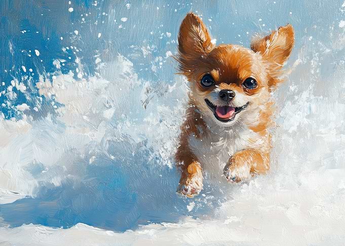 Happy Chihuahua Running Through Water Painting