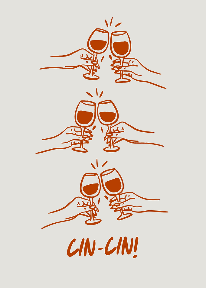 Cheers with Wine Glasses Illustration
