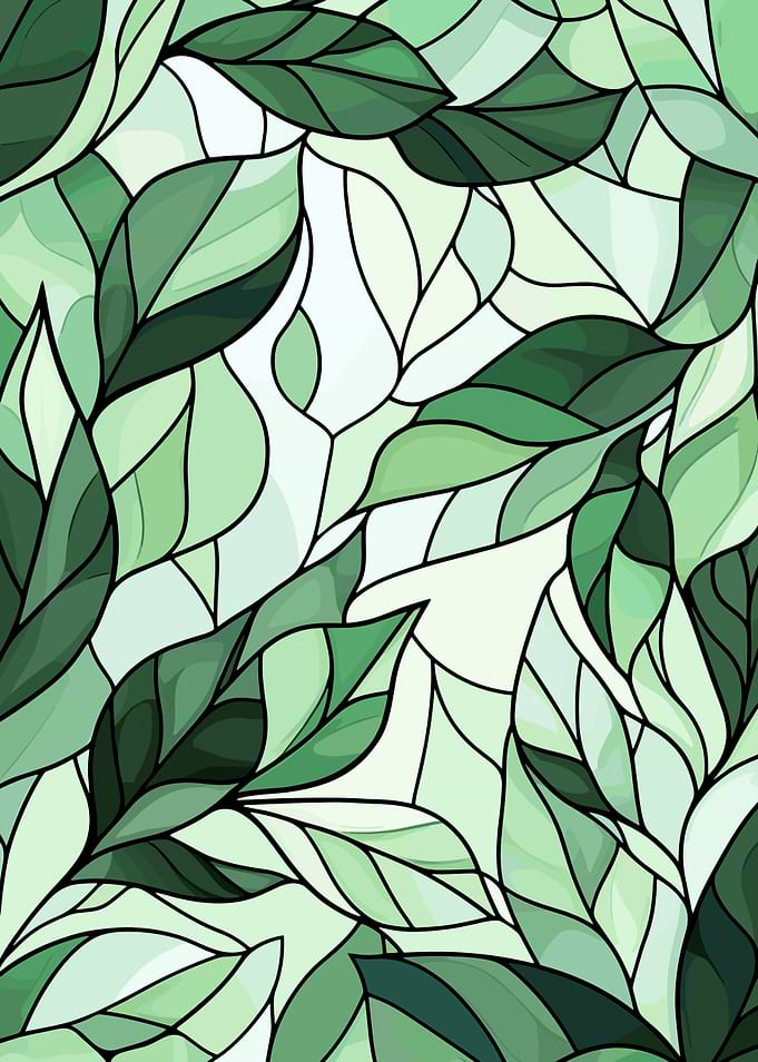 Green Leaves Stained Glass Pattern