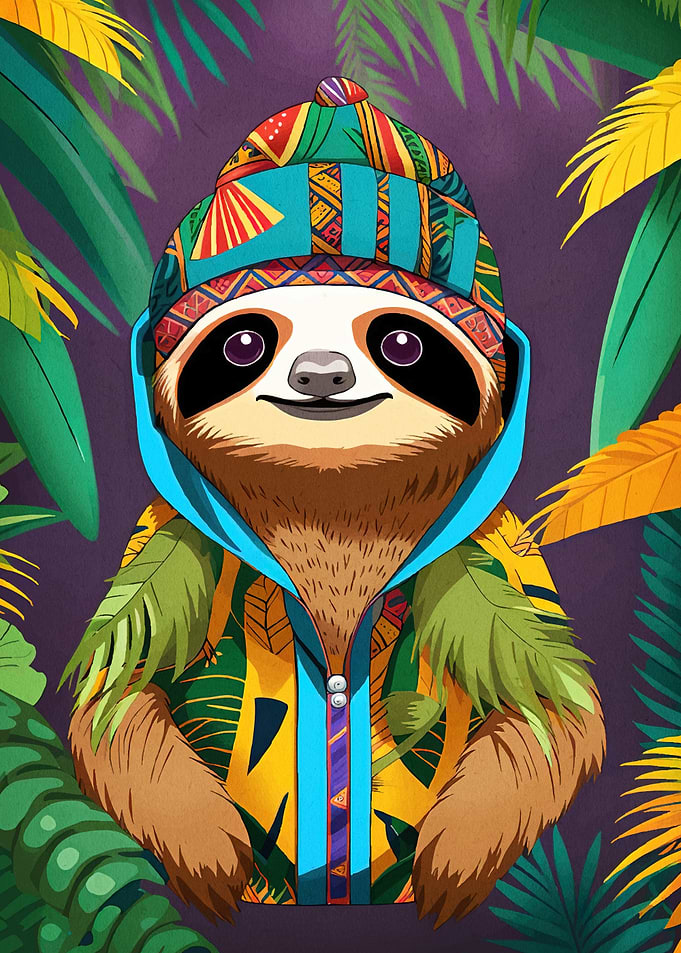 Sloth Colorful Hoodie Beanie