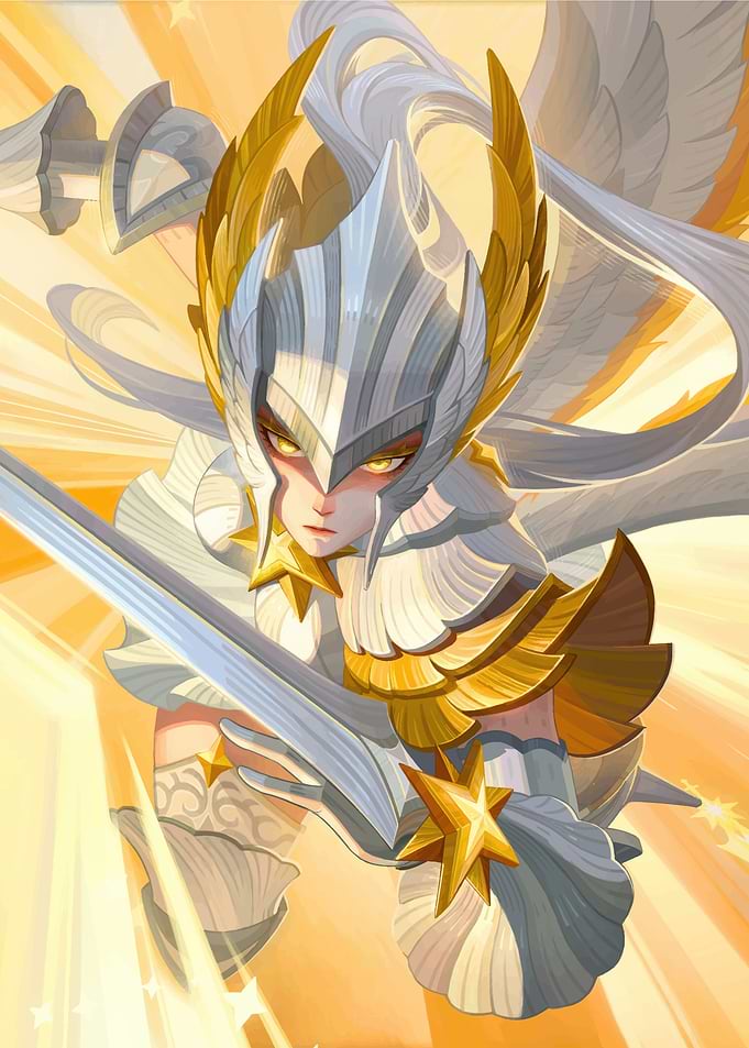 Winged Warrior with Sword and Armor
