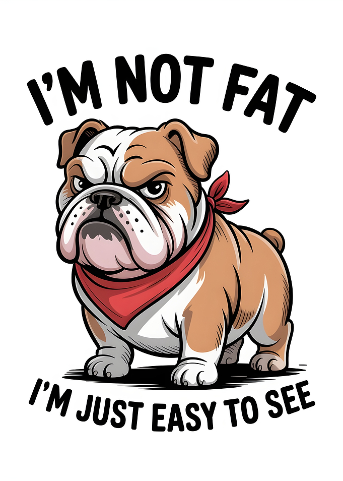 Cartoon Bulldog with Funny Slogan