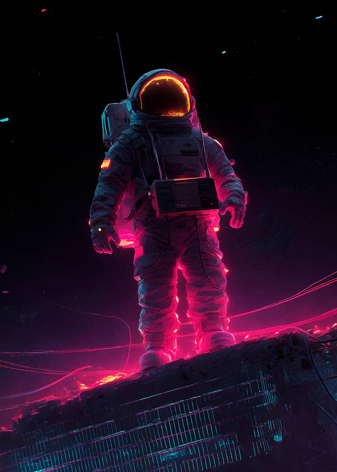 Astronaut in Neon Space