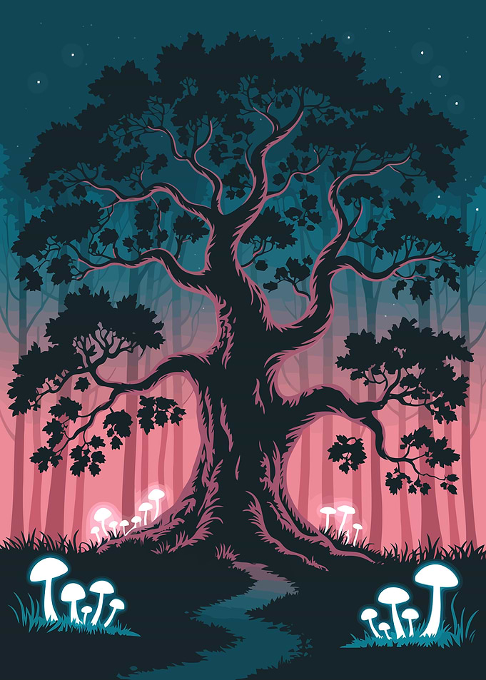 Enchanted Forest with Glowing Mushrooms