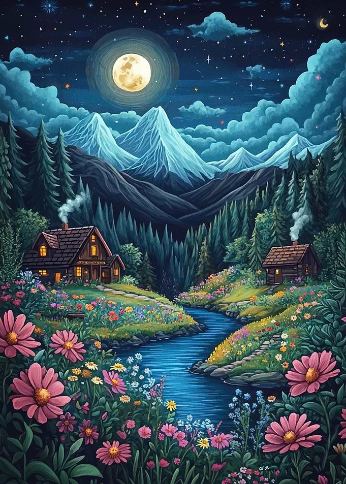Mountain Landscape Flowers