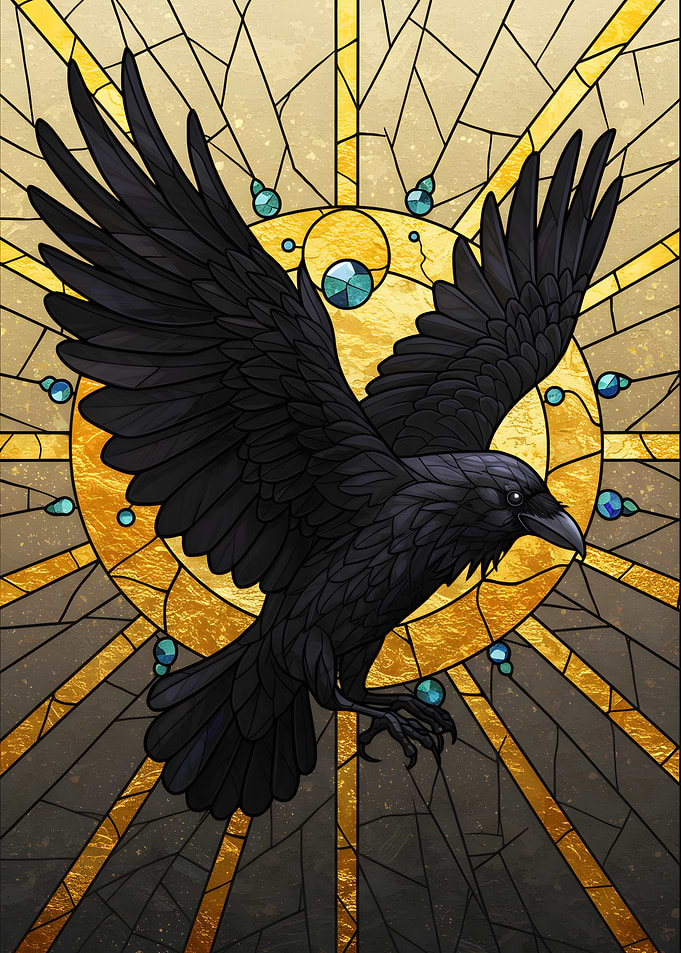 Stained Glass Raven
