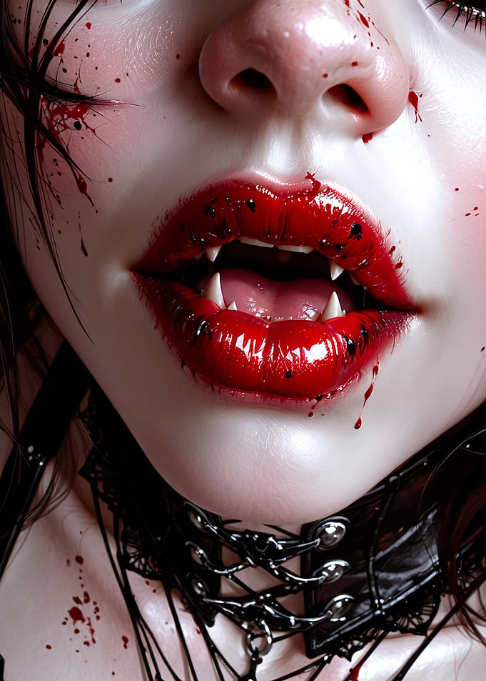 Vampire with Blood Red Lips