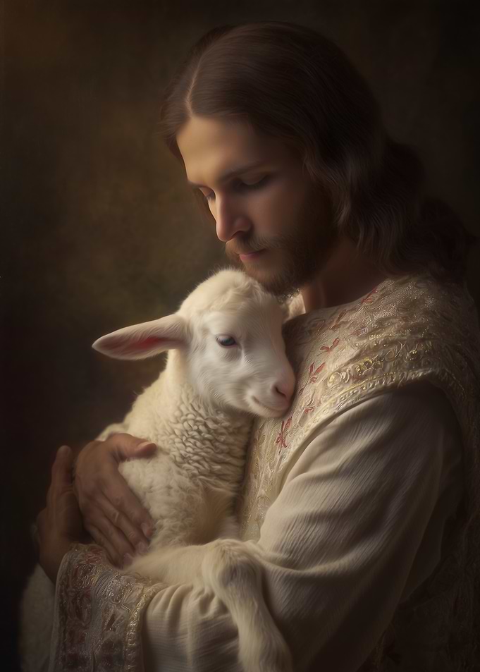 Jesus Christ Holding a Lamb