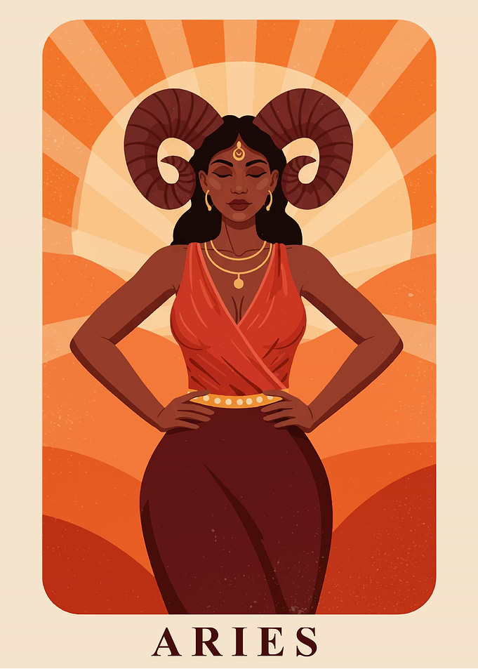 Woman Aries Zodiac Sign Illustration