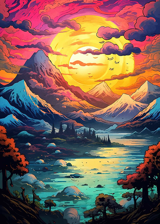 Colorful Mountain Landscape