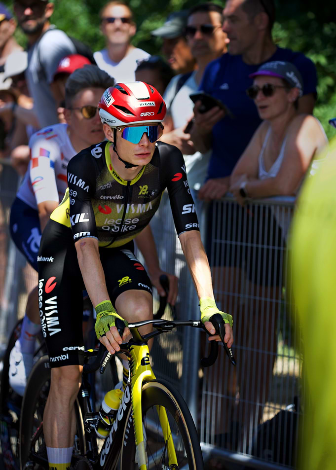 Cyclist in Action: Visma Team Rider