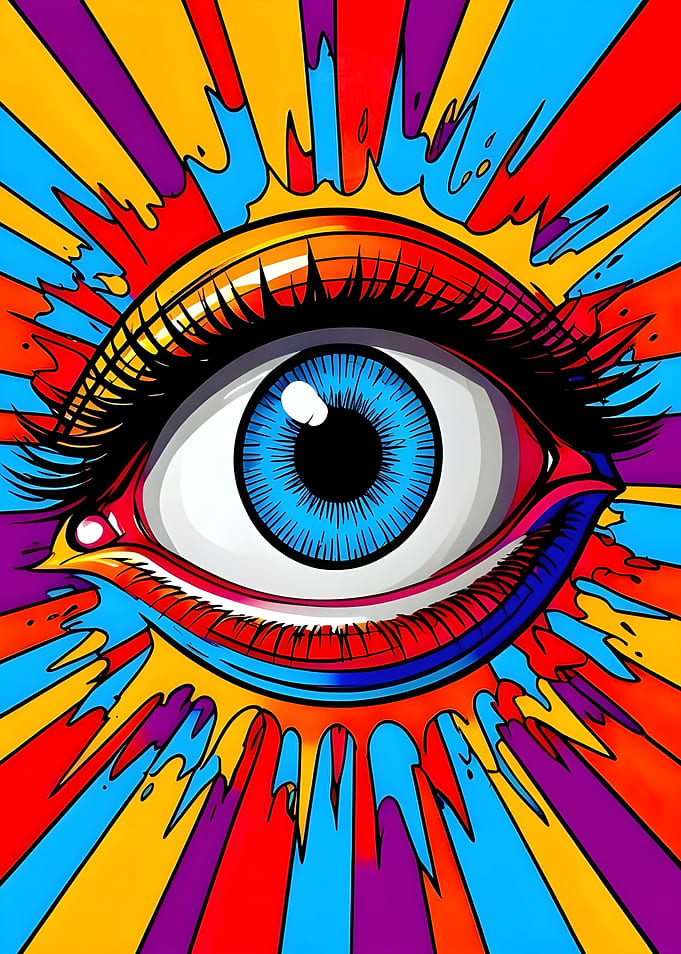 Psychedelic Eye with Colorful Rays