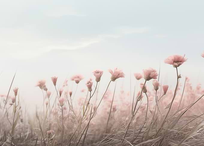 Pink Flowers Field Nature