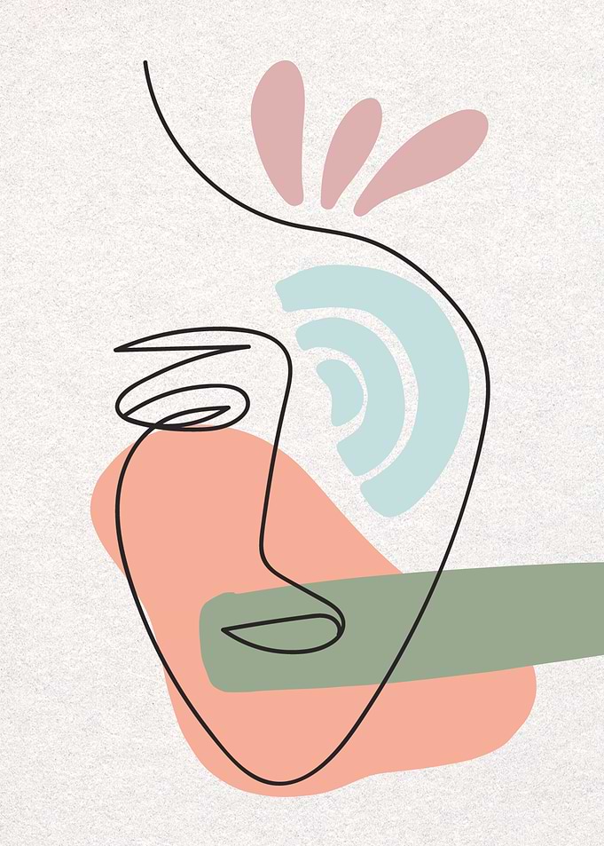 Abstract Face Line Art with Shapes