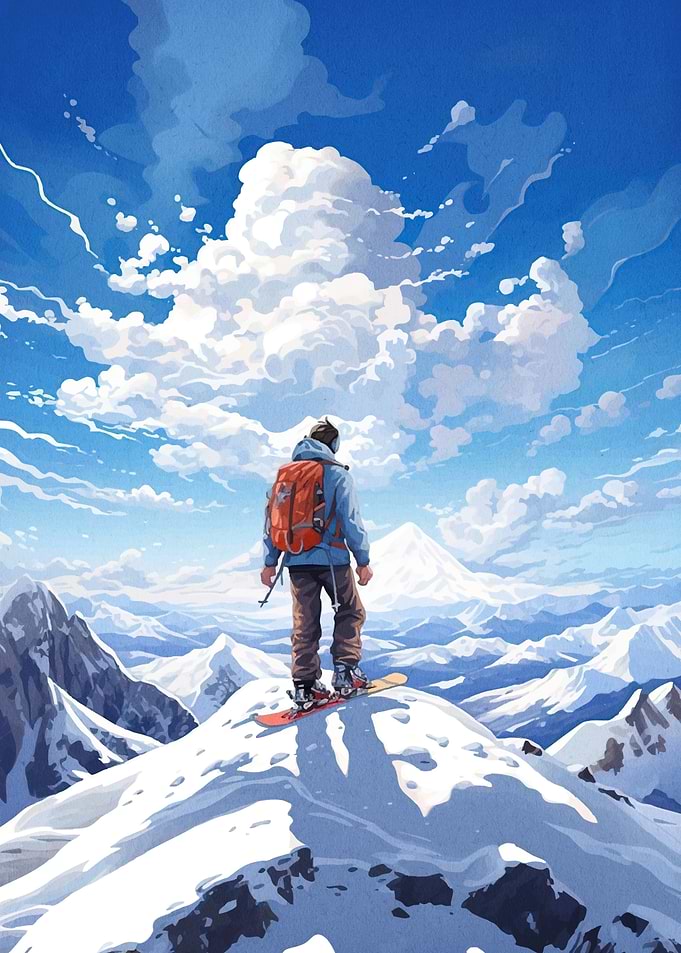 Snowboarder Mountain Landscape