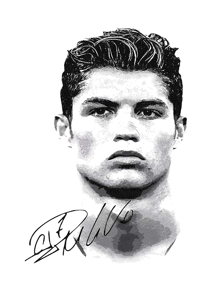 Cristiano Ronaldo Portrait with Signature