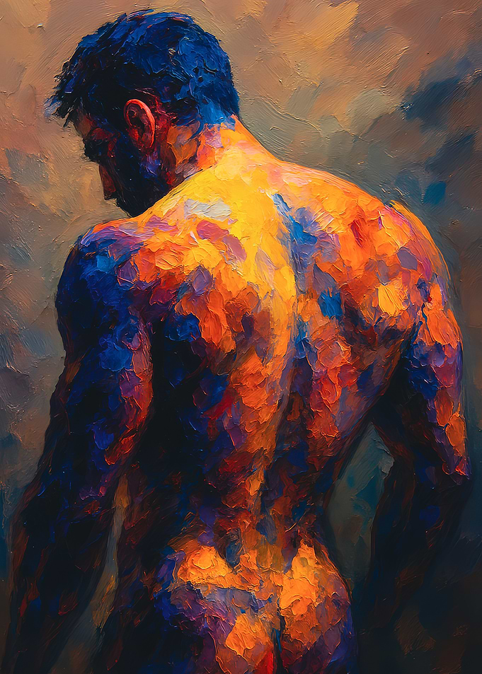Abstract Colorful Male Body Painting