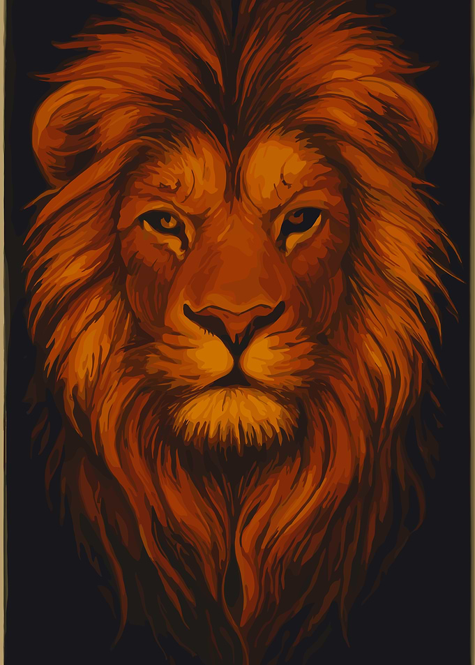 Lion Portrait in Warm Tones