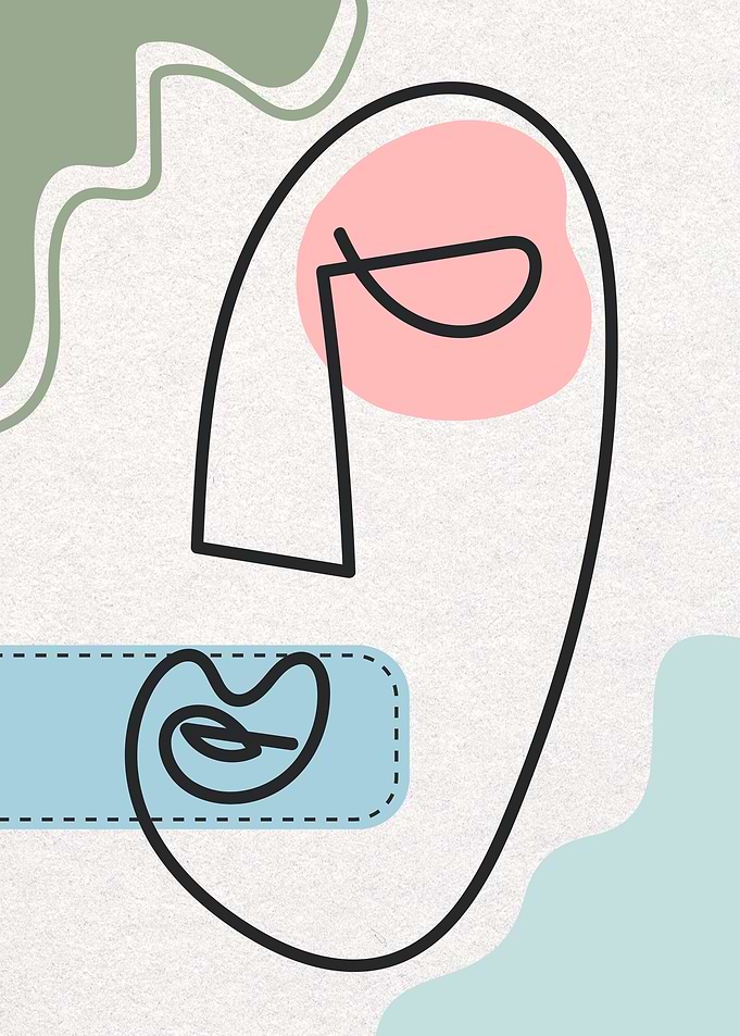 Abstract Face Line Art