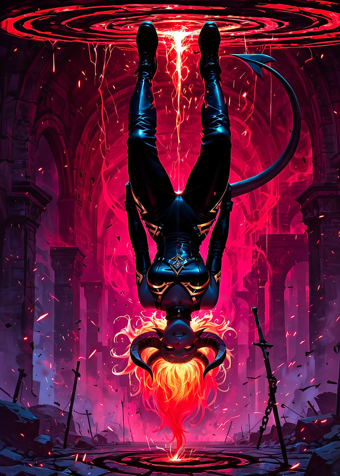 Upside-Down Demon in a Fiery Ritual