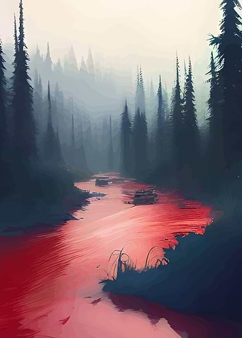 Red River Through Forest Landscape