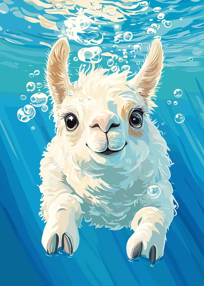 Underwater Llama Portrait
