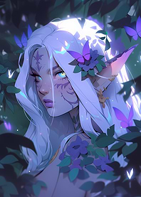Enchanting Elf Portrait with Floral Accents
