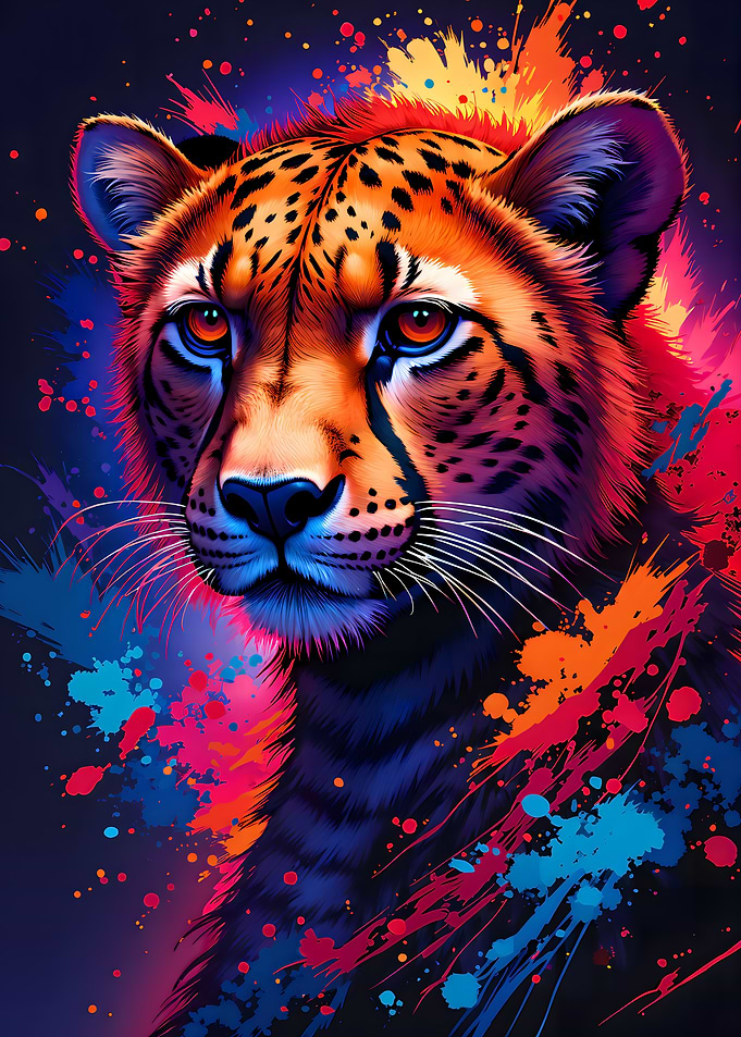 Colorful Cheetah Portrait