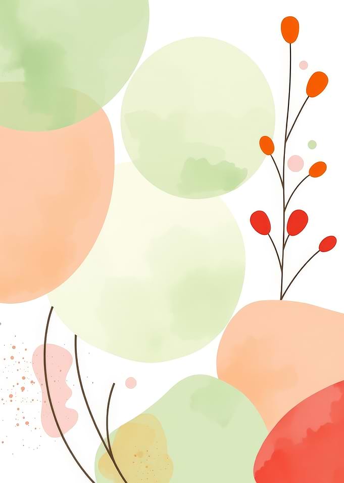 Abstract Watercolor Shapes with Floral Elements