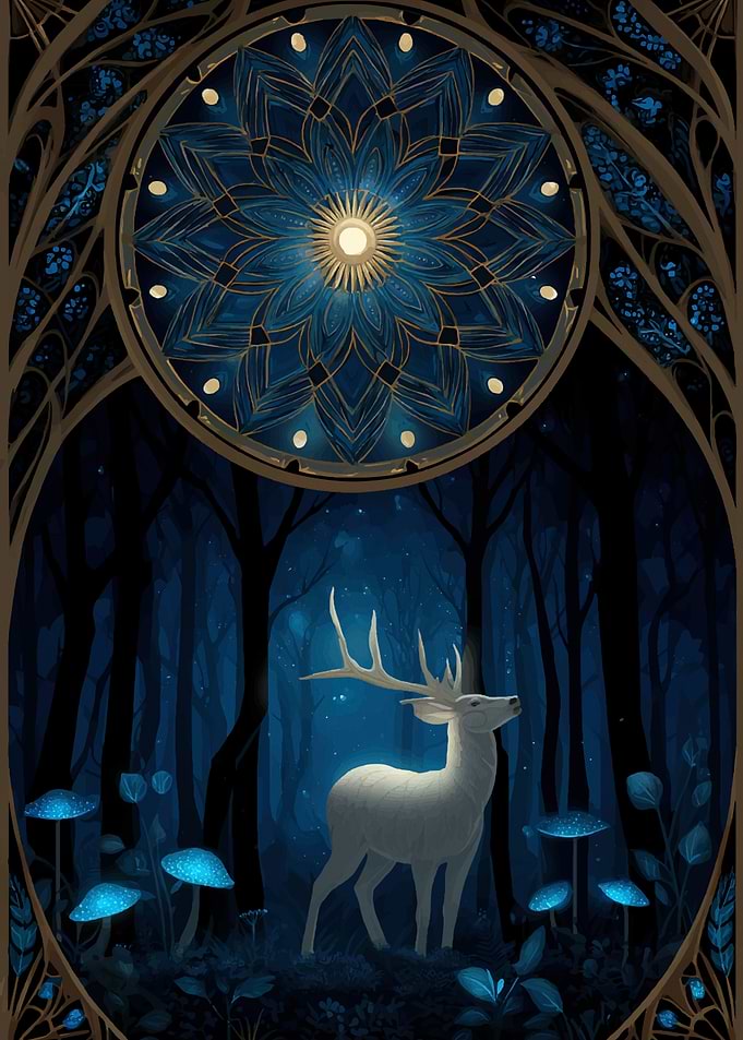 Mystical Deer in Enchanted Forest