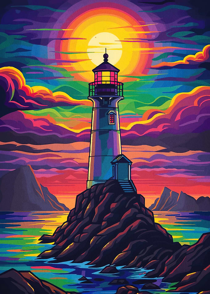 Colorful Lighthouse Sunset
