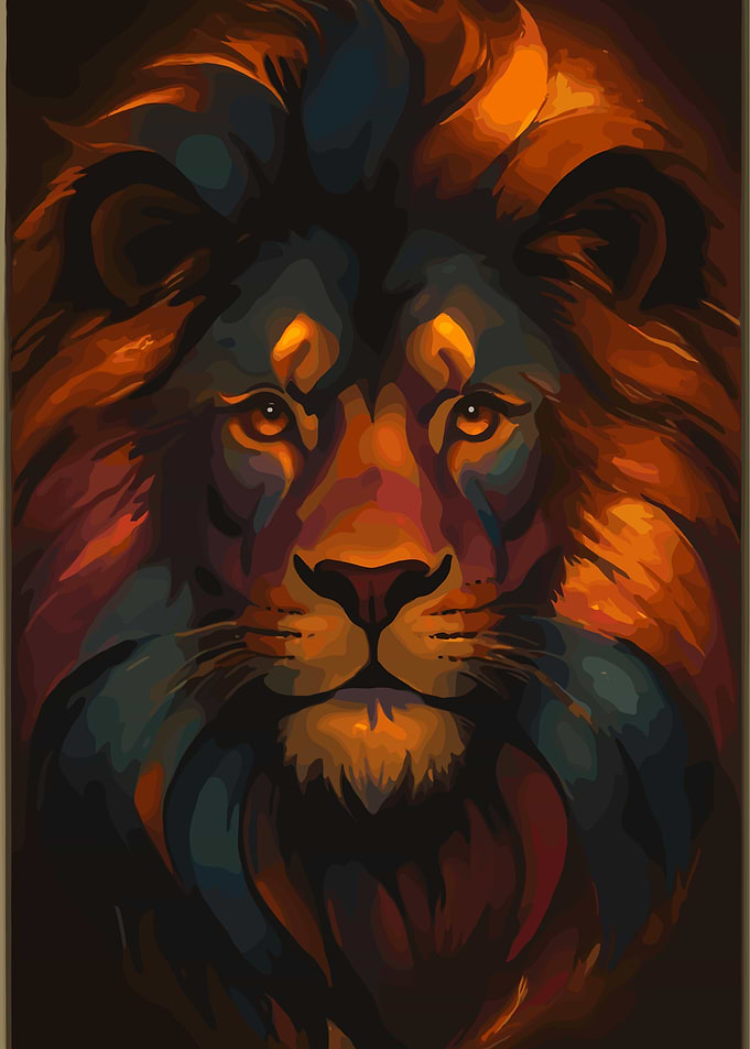 Lion Portrait in Warm Tones